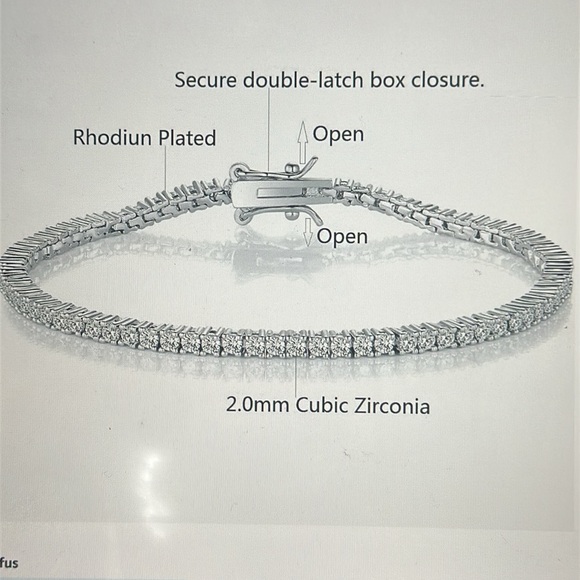 Elegant Silver Tennis Bracelet Femsme 2.0mm - Picture 2 of 4